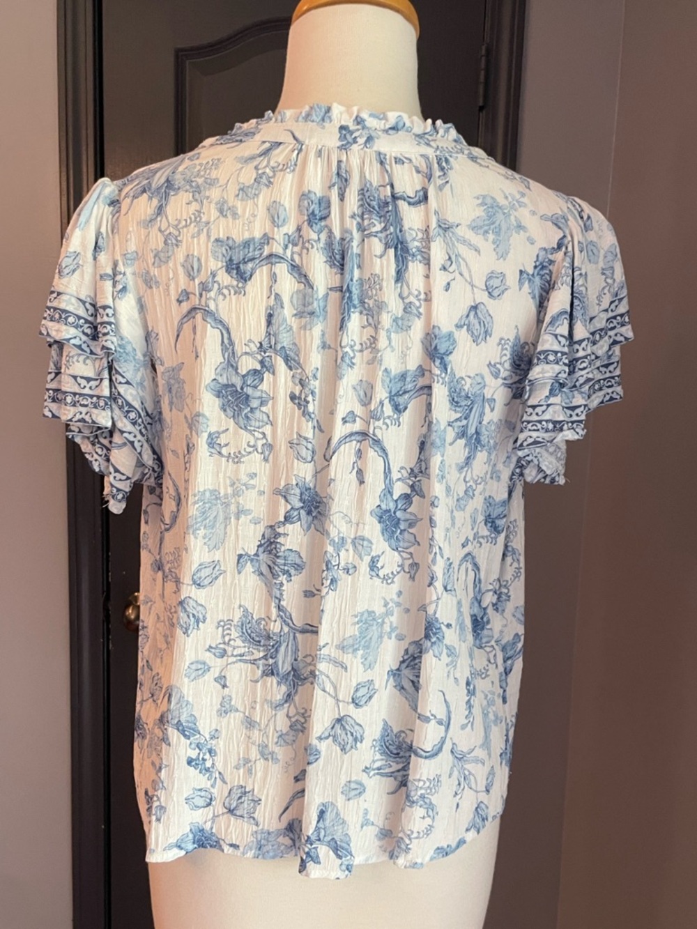 Laura Ashley White Toile Floral Printed Blouse - Picture 2 of 8